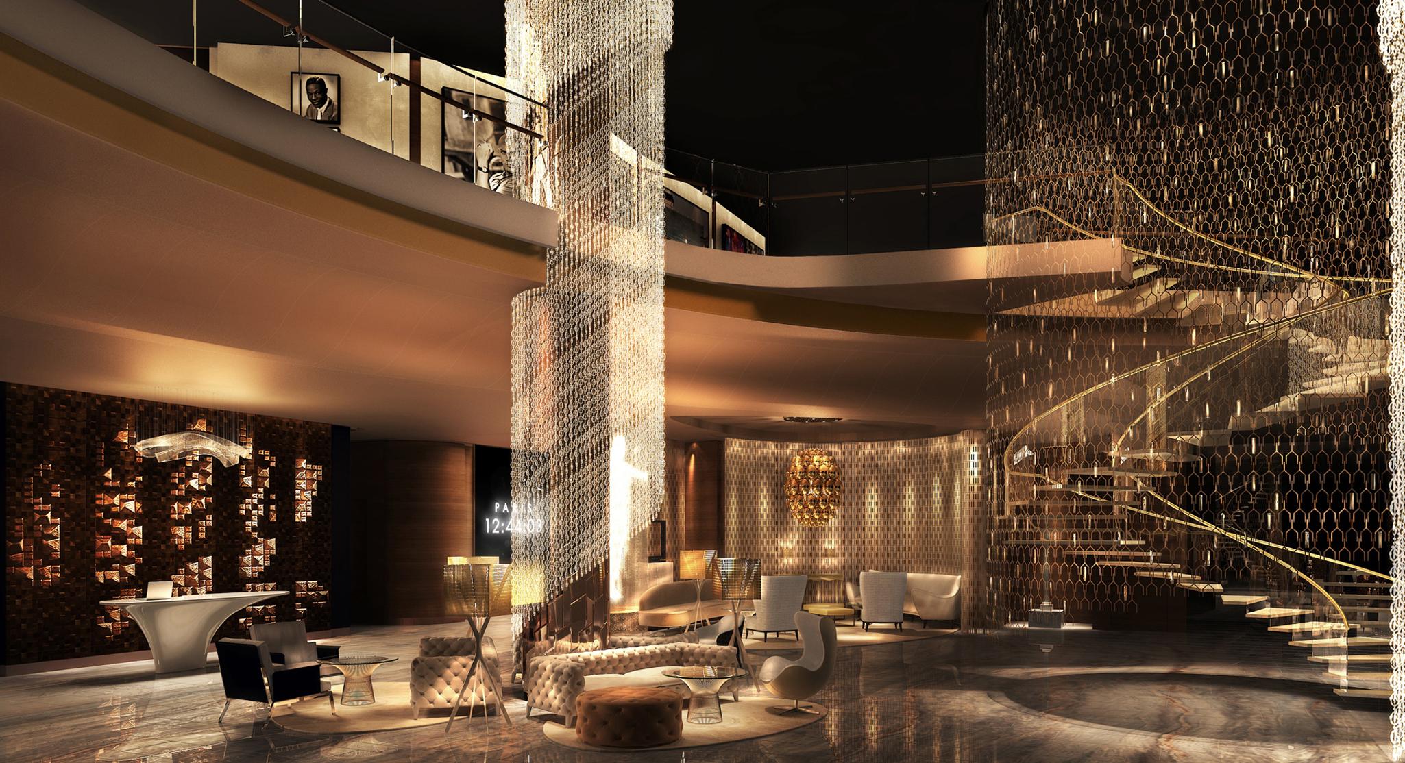 Vista do lobby Paramount Hotel Dubai