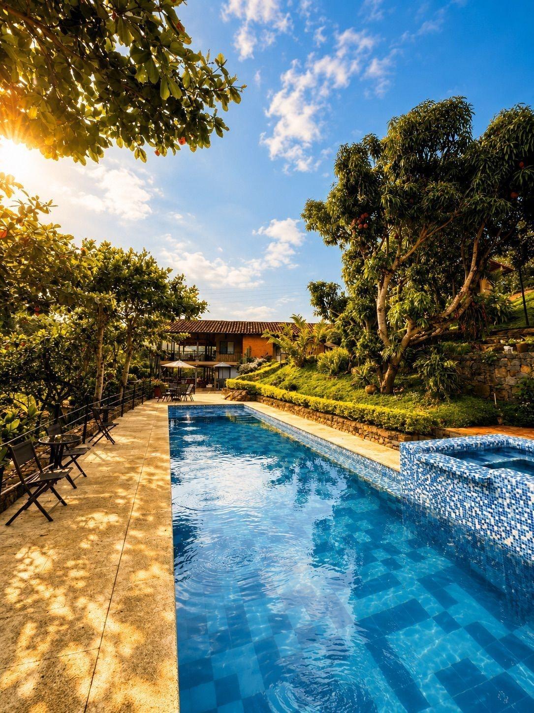 Vista Piscina Hotel casas de Campo El Ciruelo