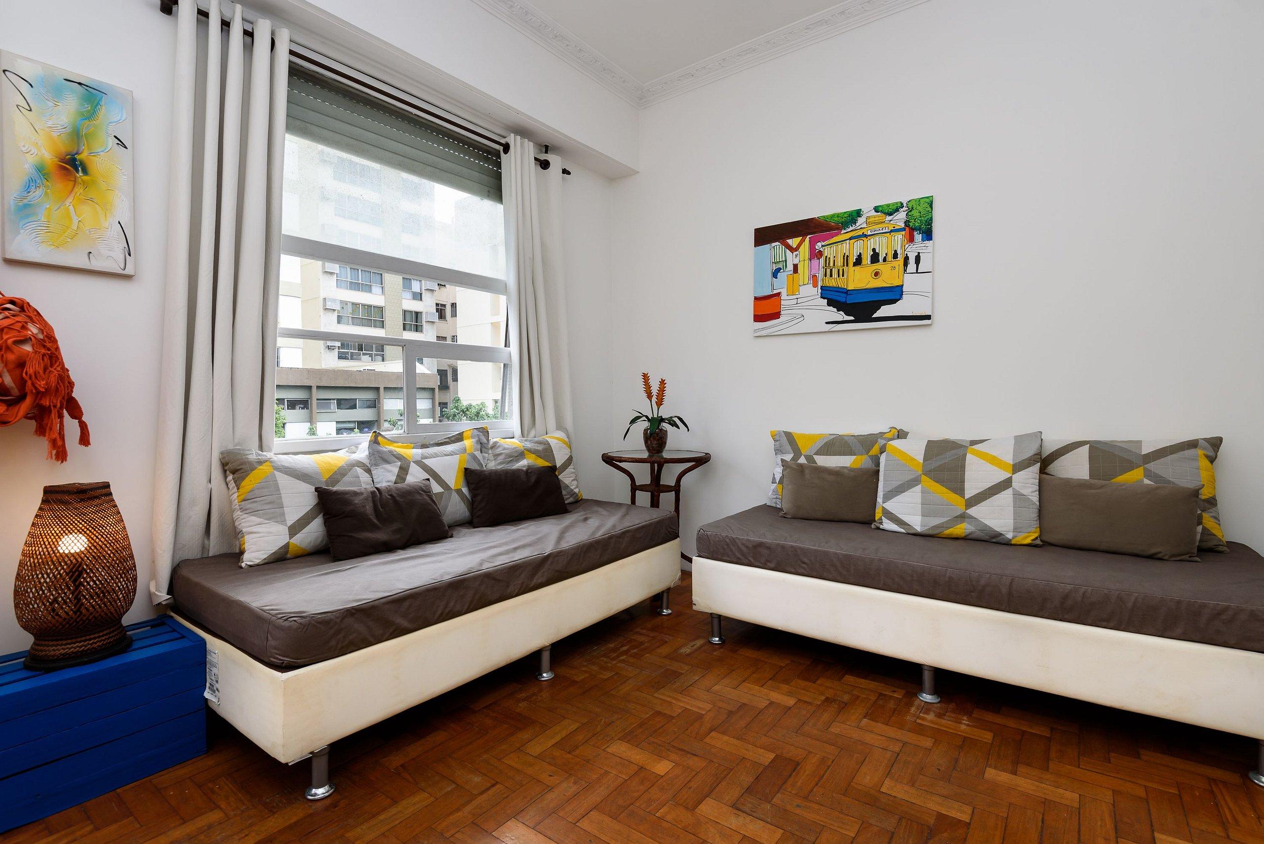 Zona de estar Apartamento a 300m da Praia de Ipanema | VP318/404