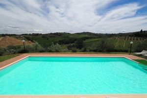 Alojamiento - Fireplace, apartment with veranda and view of San Gimignano