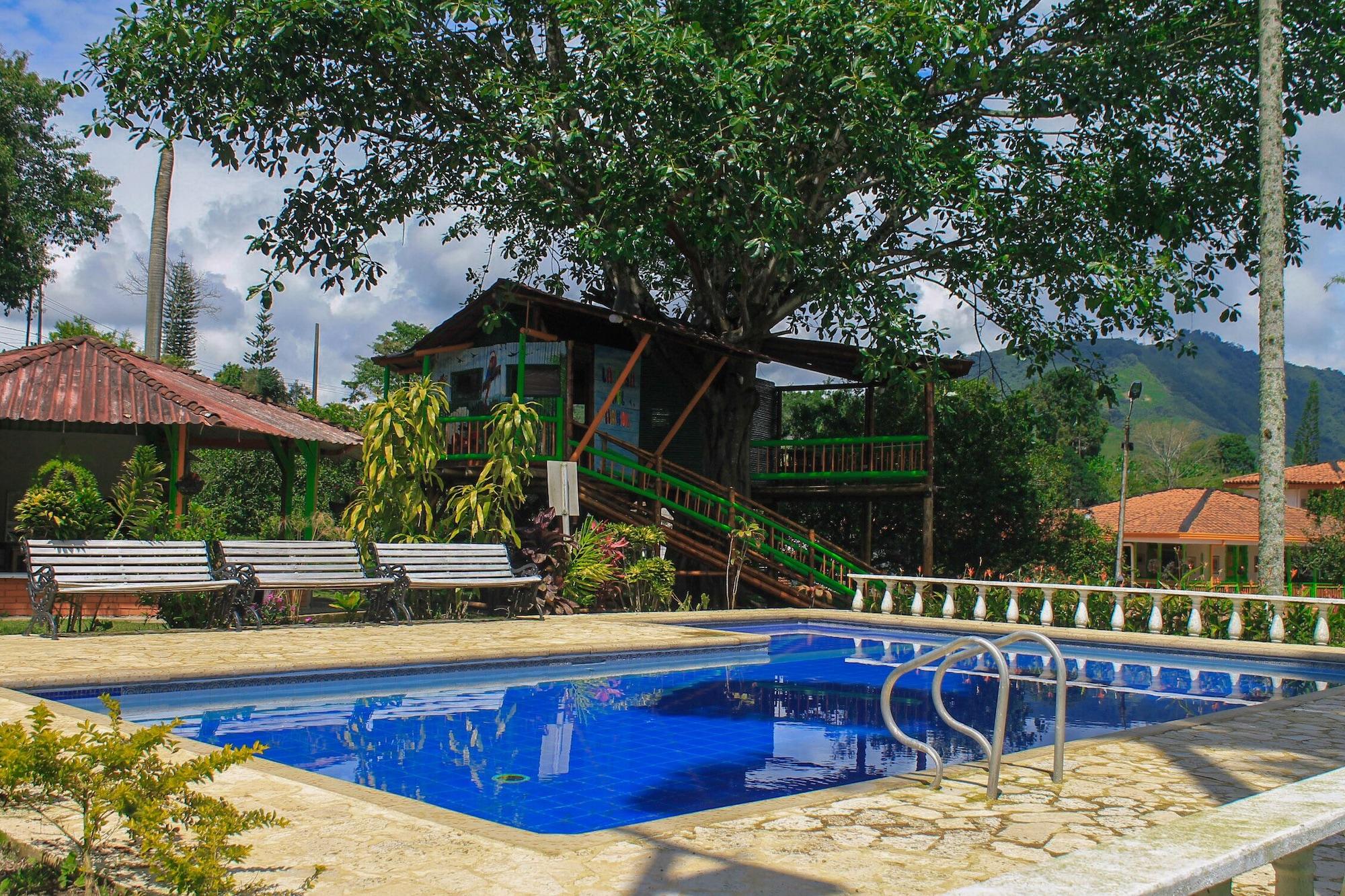 Vista Piscina Room-tree House Finca La Floresta Verde