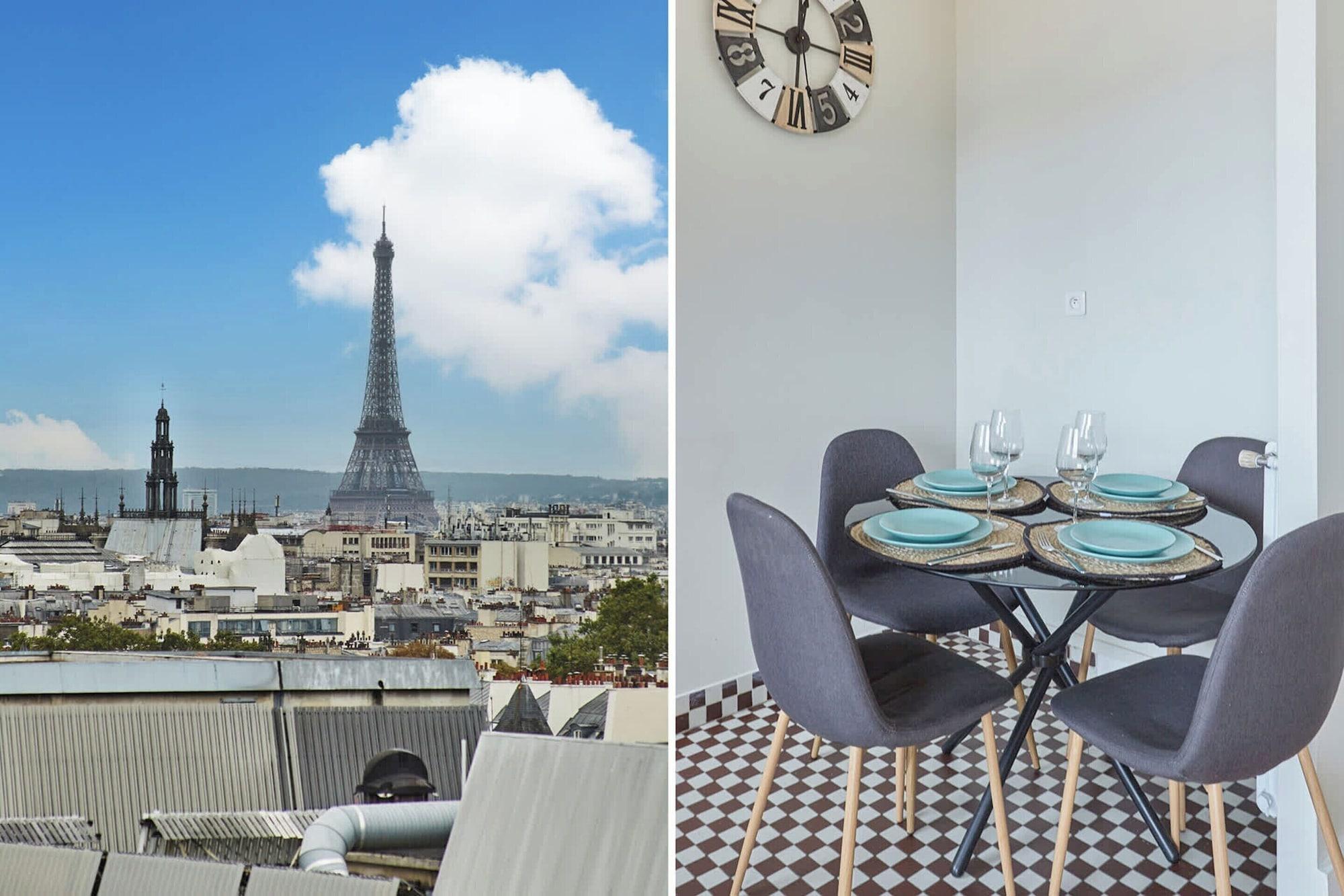 Restaurant 2 Bedroom Flat Centre de Paris - Eiffel Tower View