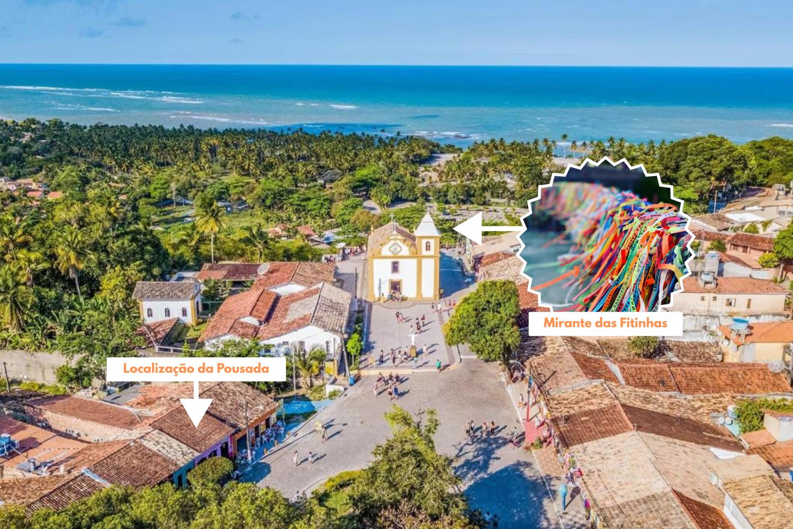 Vista aérea Pousada Berimbau Arraial d'Ajuda