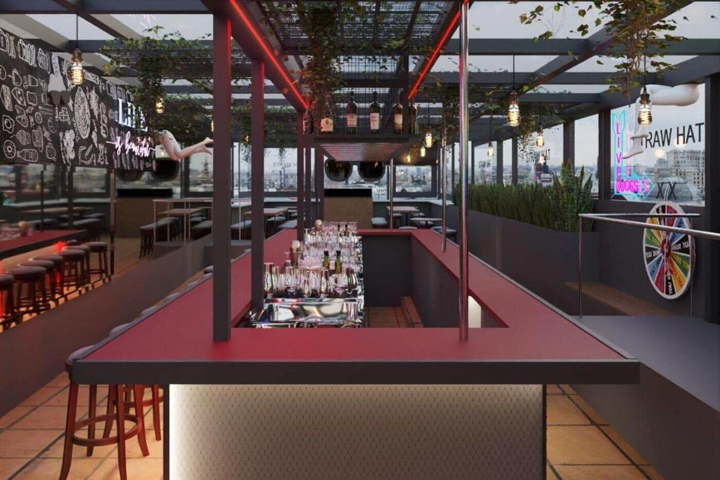 Bar/Salón Straw Hat Hostel & RoofTop Bar CDMX
