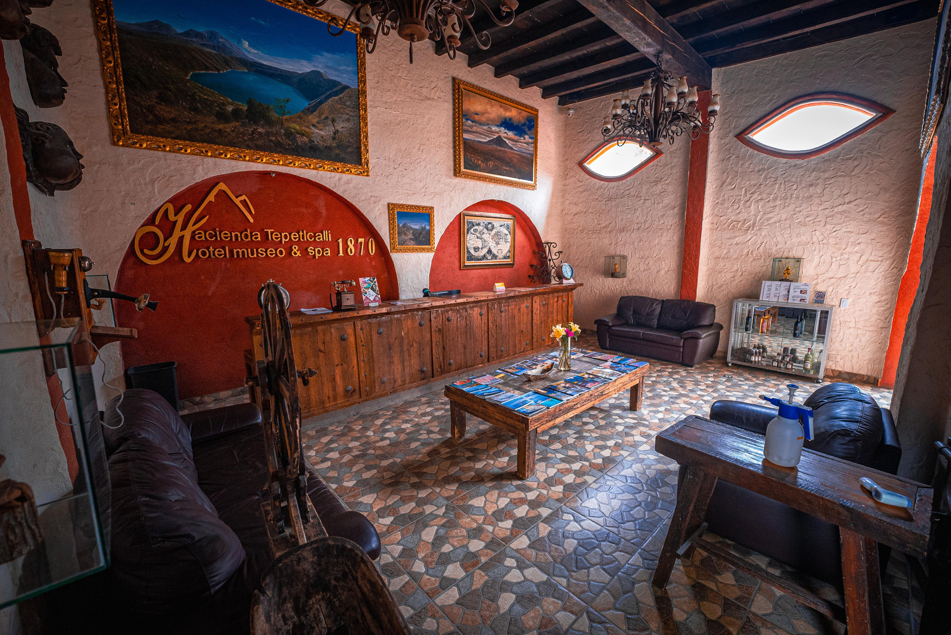 Vista Lobby Hotel Hacienda Tepetlcalli 1870 Museo & Spa
