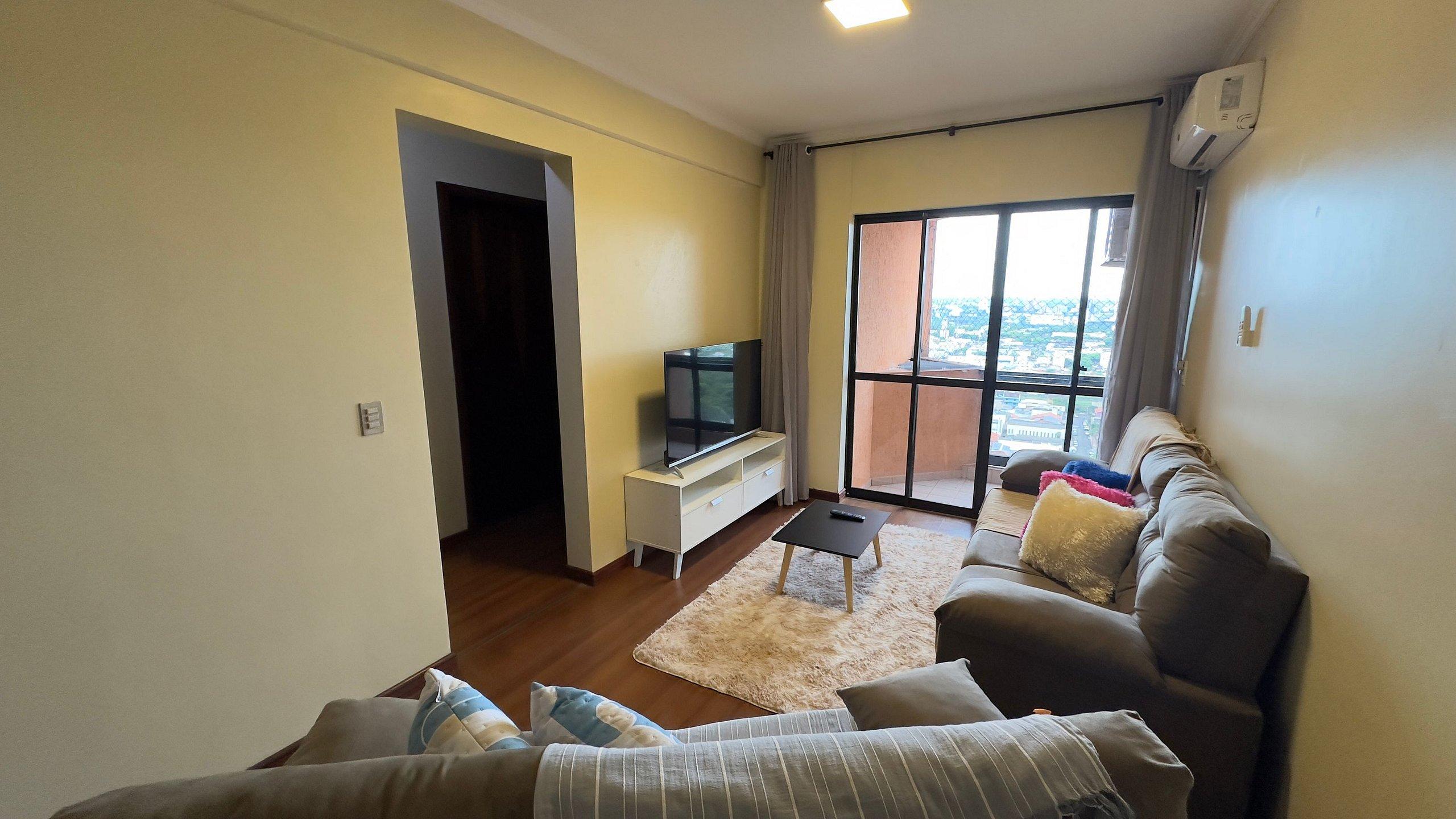 Zona de estar Apartamento na região central de Foz e perto do Paraguai