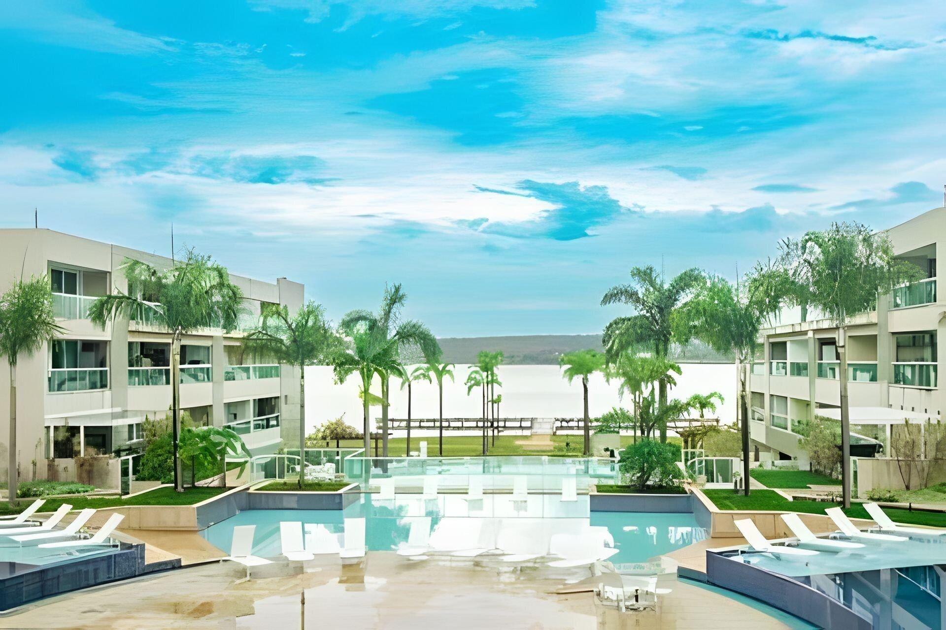 Vista Piscina OZPED Flats Particulares Brisas do Lago