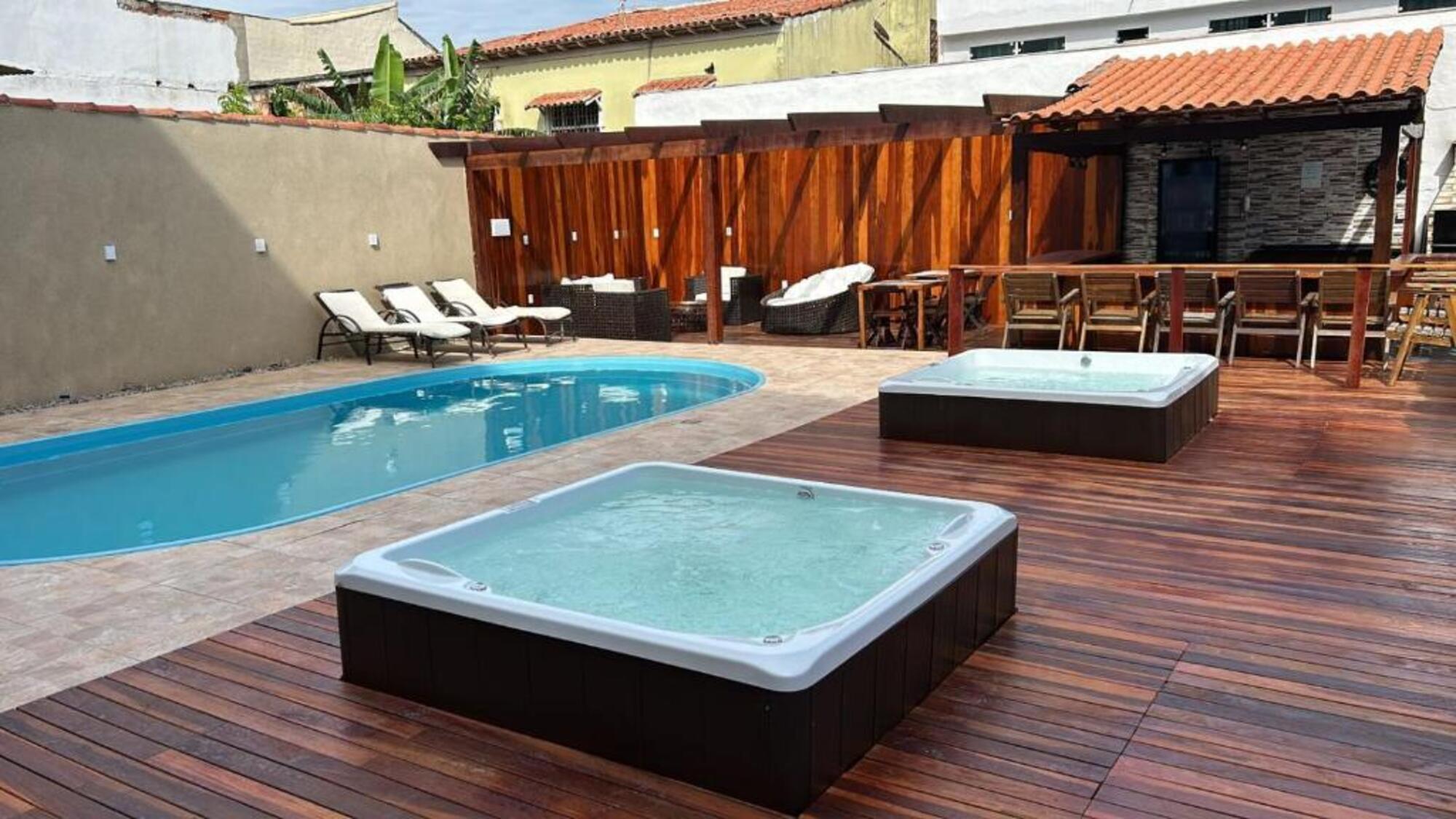 Vista Piscina Pousada Loft Praia dos Anjos