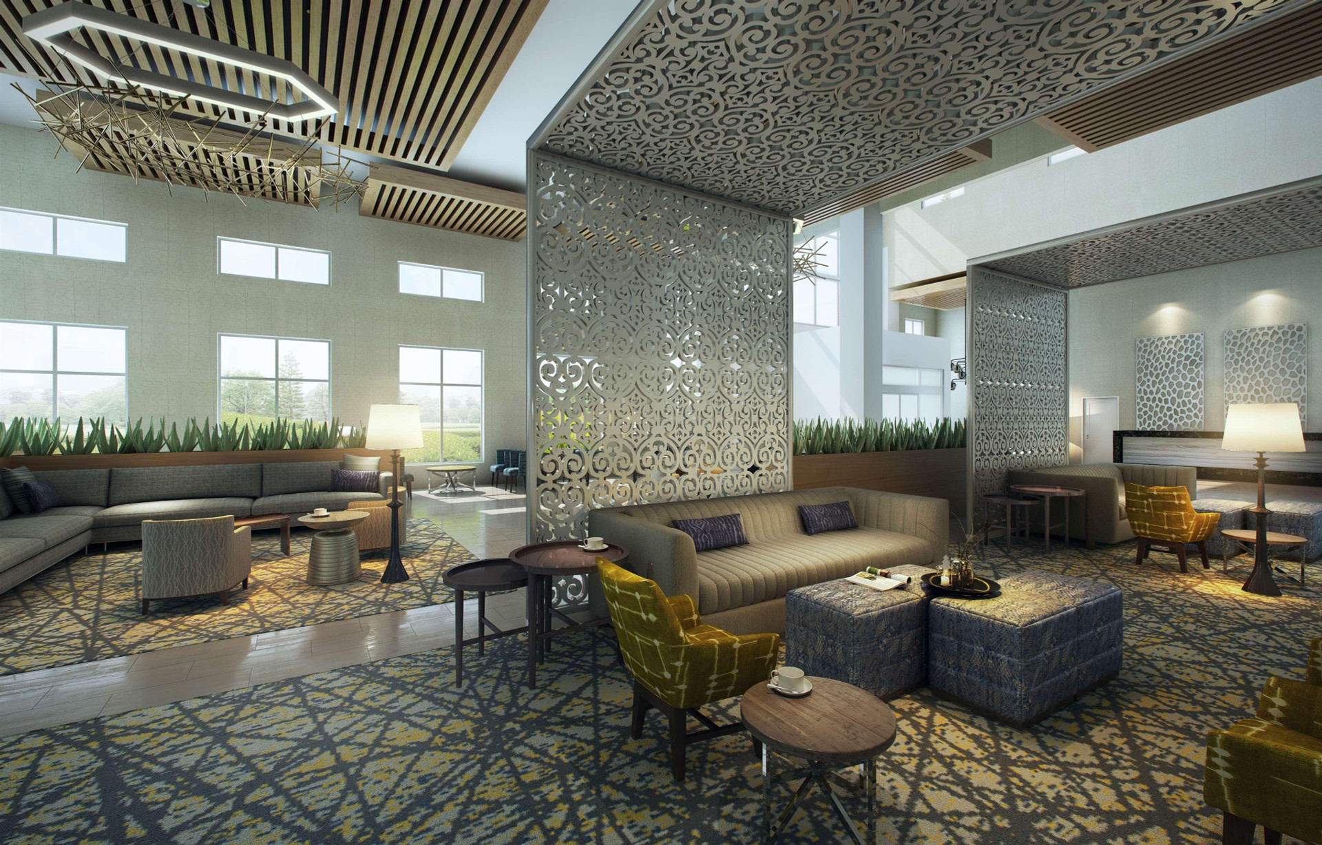 Vista Lobby Embassy Suites by Hilton San Antonio Brooks Hotel & Spa