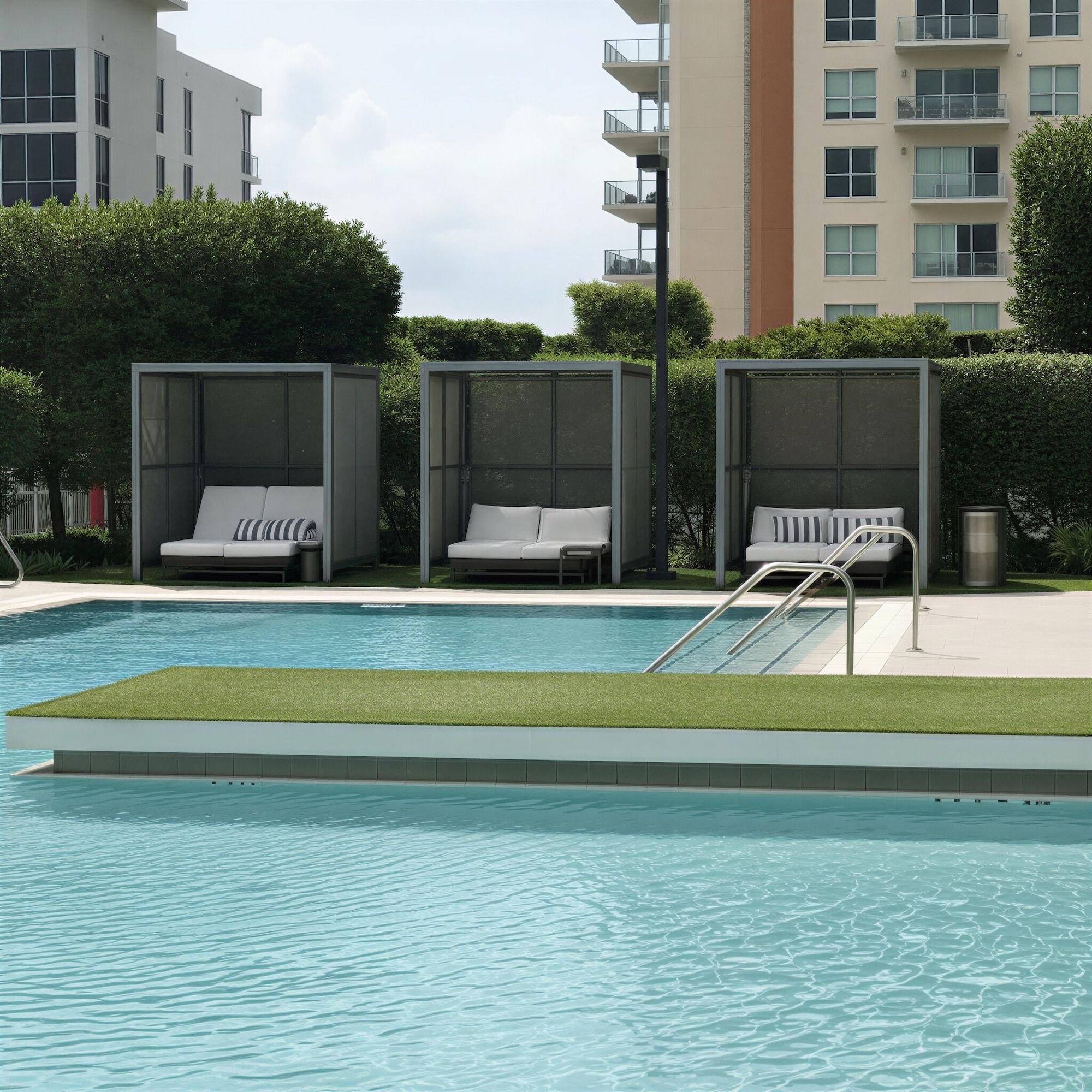 Vista Piscina Miami Luxury 1 BR - Sauna Gym Pool BBQ