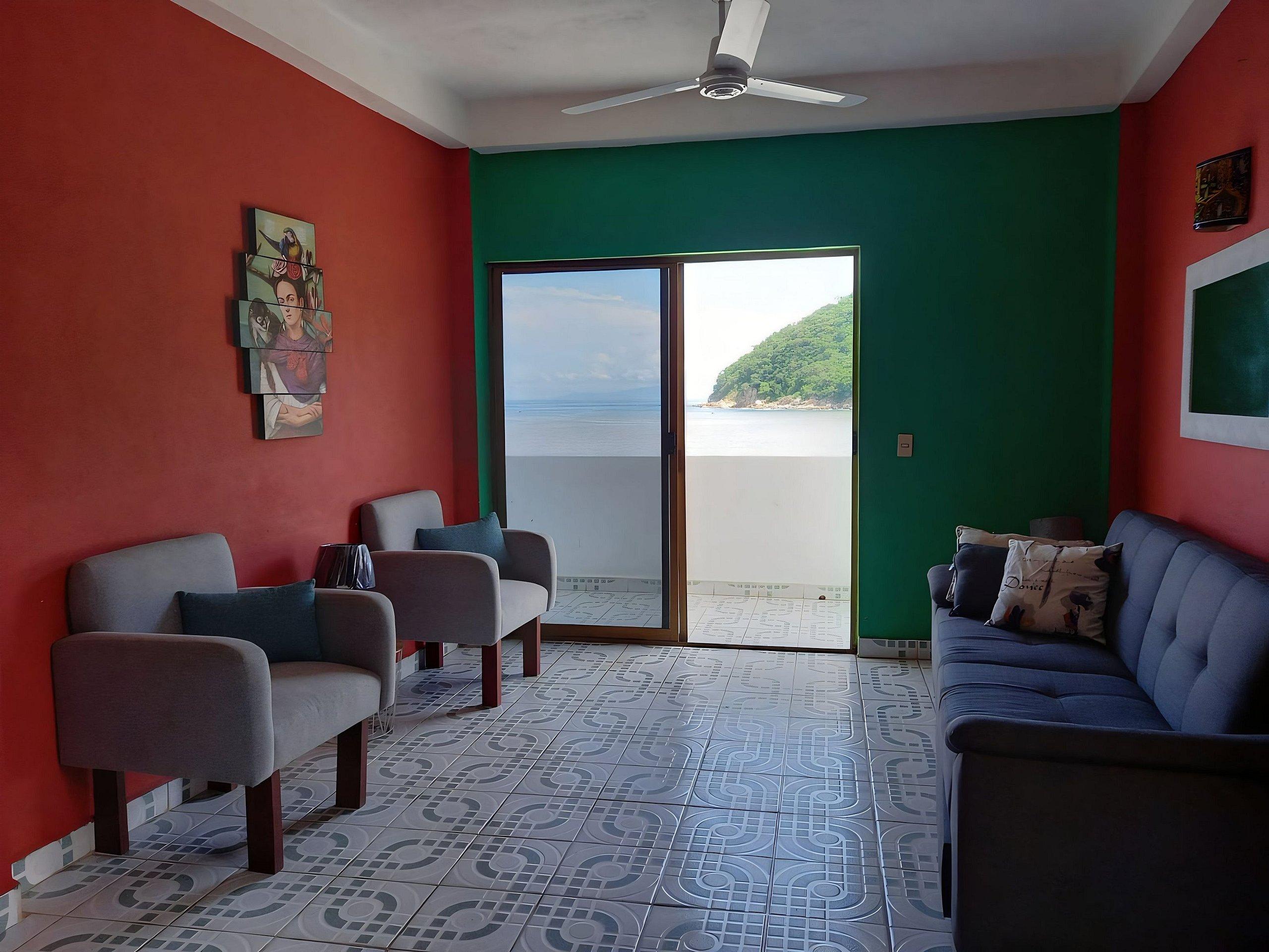 Zona de estar Villa frente al mar en Yelapa para 4 personas