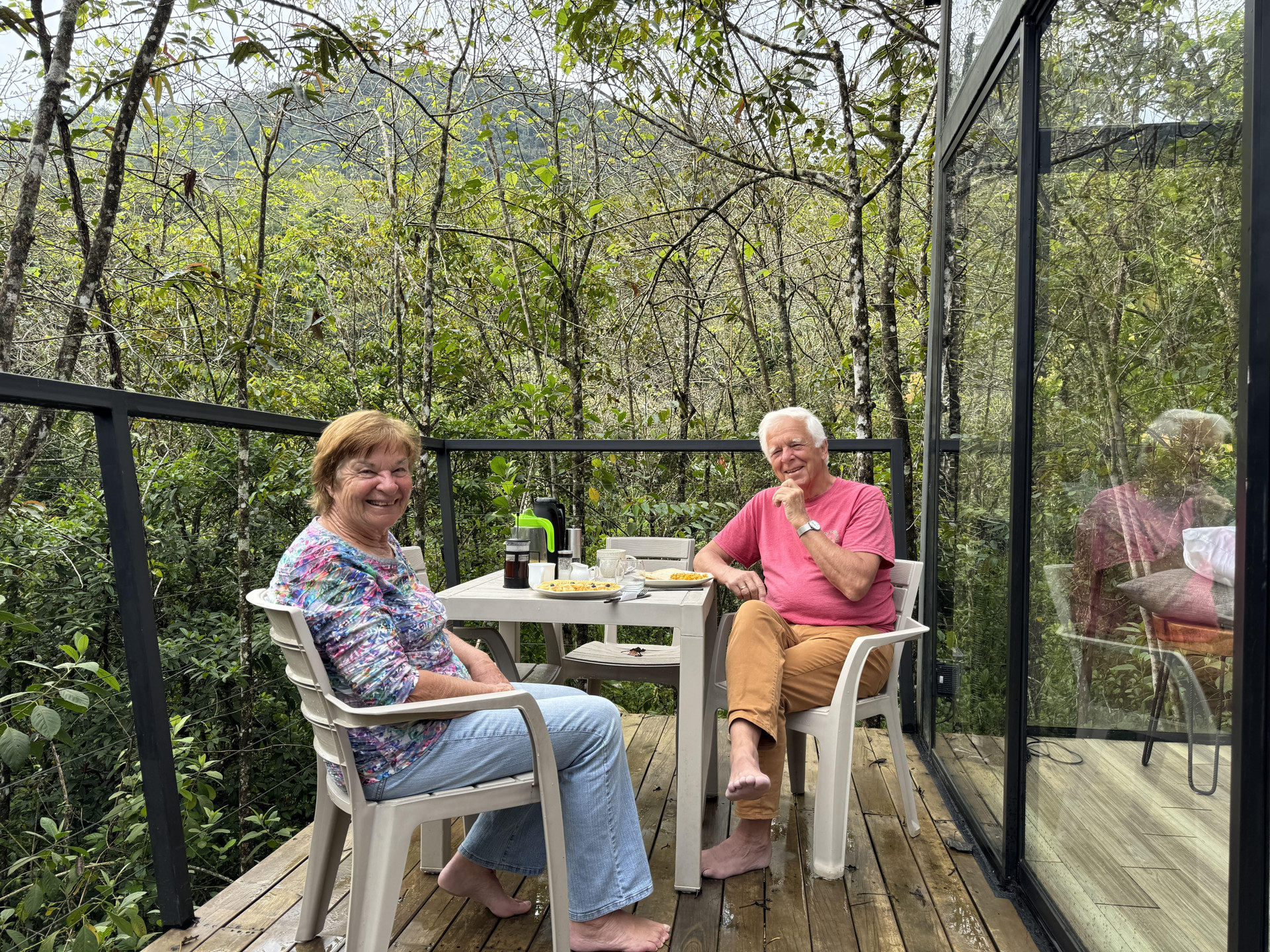 Zona de estar Silvery Bungalows en el Bosque
