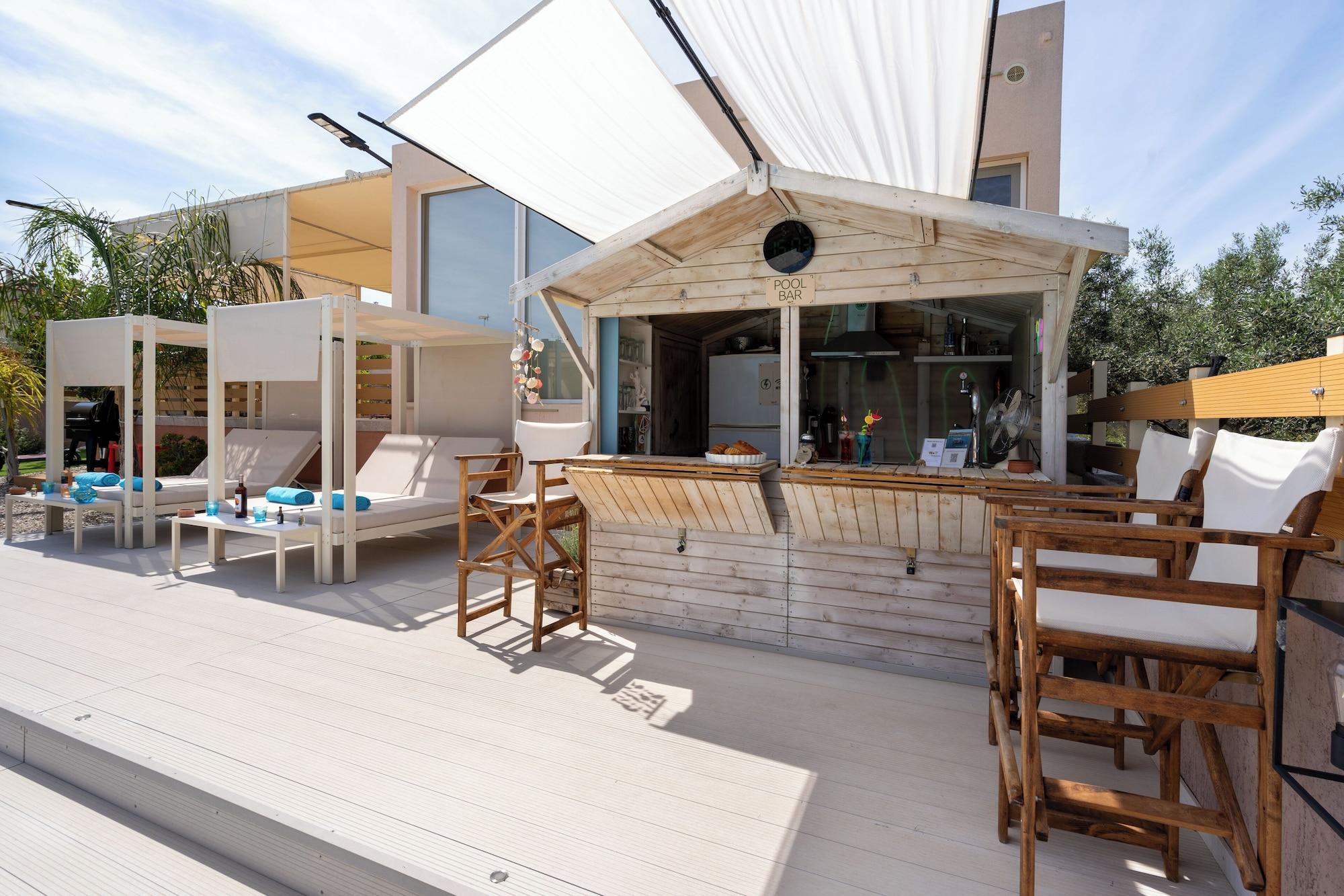 Restaurant Modular Bungalows With Heated Pool Artemis Greece