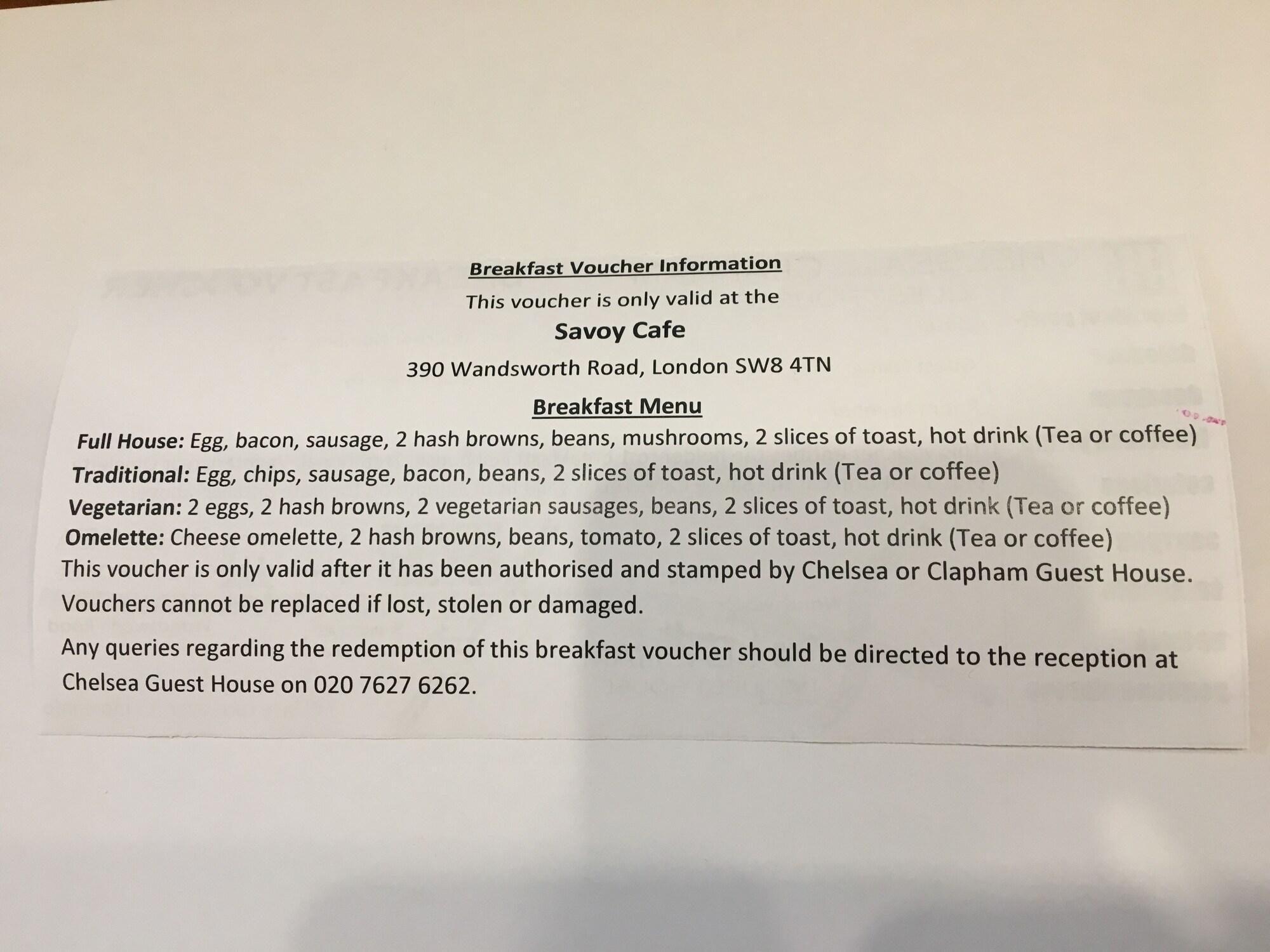 Restaurant Chelsea Guest House
