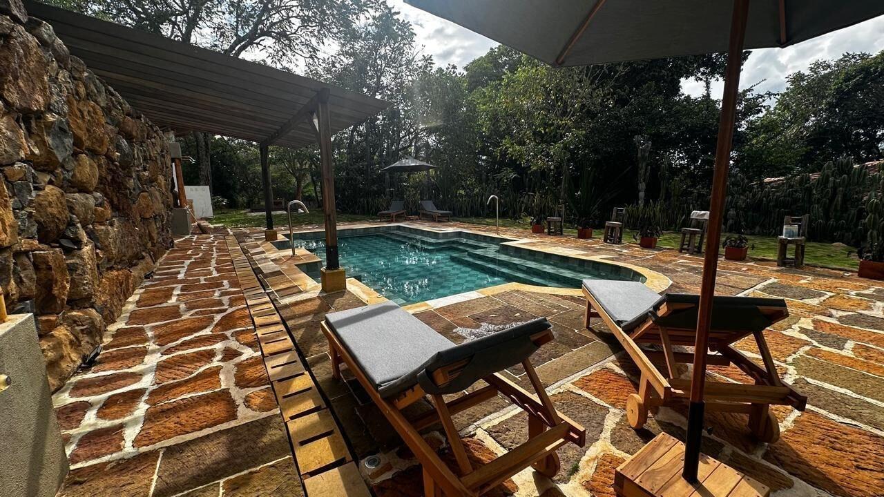 Vista Piscina Casa del Arbol Barichara