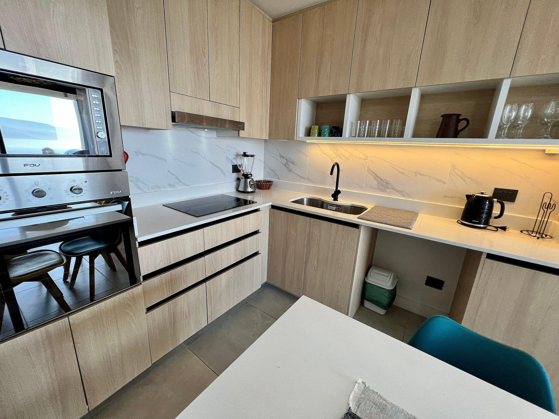 Cocina Acogedor depto. con vista a Papudo