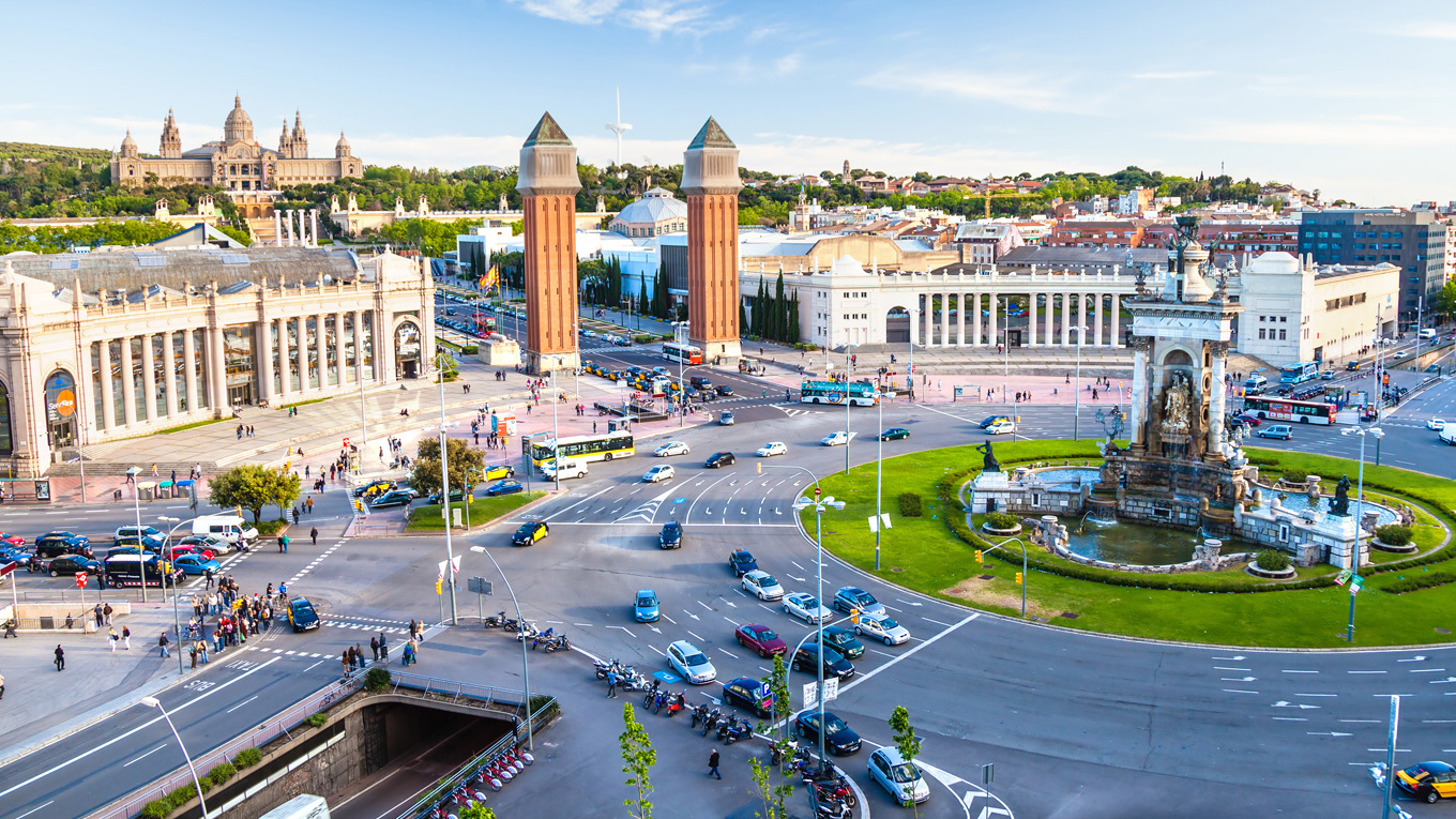 En barcelona. Площадь Испании Барселона. Plaza Espana Барселона. Площадь Испании в Барселоне фото.