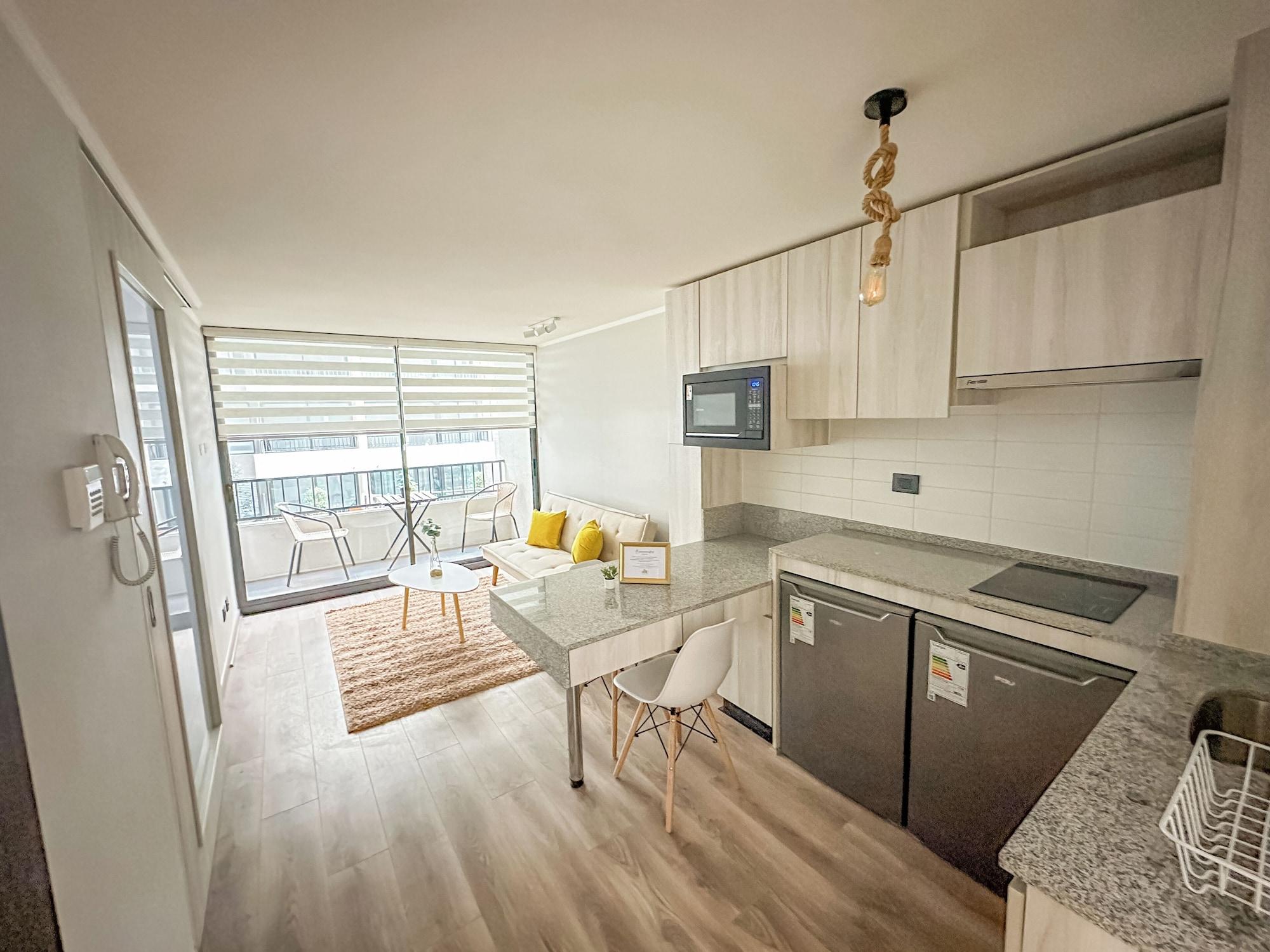 Equipamiento de Habitación Depto acogedor cercano a metro y centro
